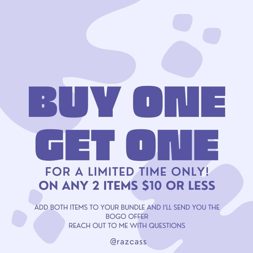 BOGO SALE Buy One Get One Free Any 2 $10 Items or Less Just Add Items to Bundle